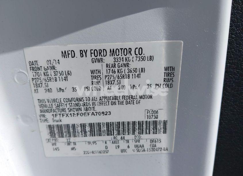 Photo 9 of 2014 Ford F-150 XLT (VIN 1FTFX1EF0EFA70823)