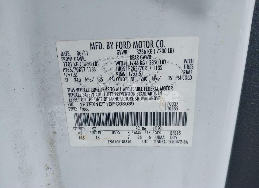 Photo 9 of 2011 Ford F-150 XL (VIN 1FTFX1EF1BFC08039)