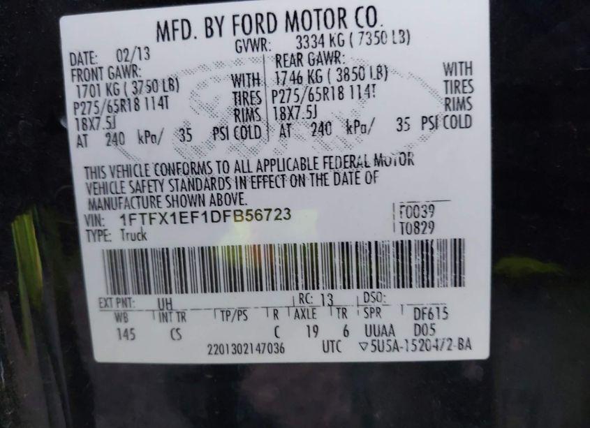 Photo 9 of 2013 Ford F-150 STX (VIN 1FTFX1EF1DFB56723)