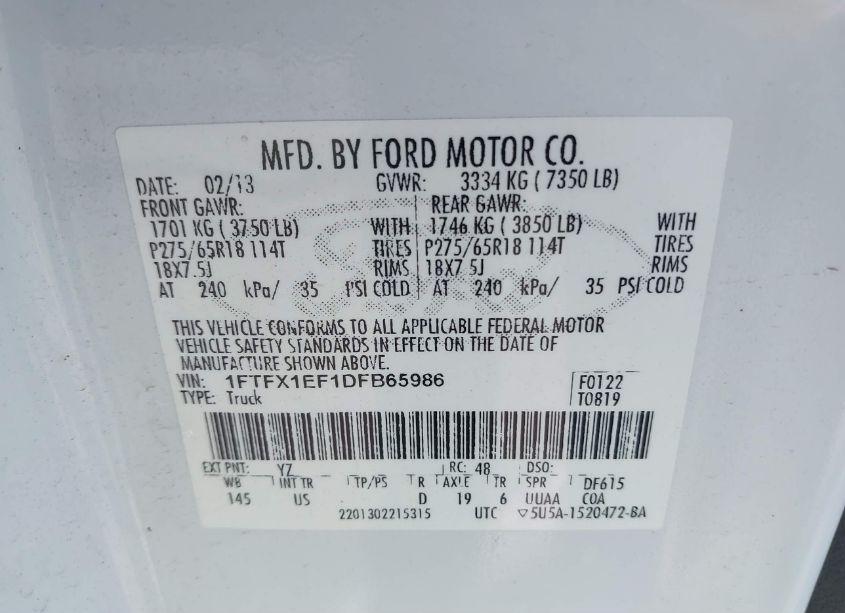 Photo 9 of 2013 Ford F-150 XLT (VIN 1FTFX1EF1DFB65986)