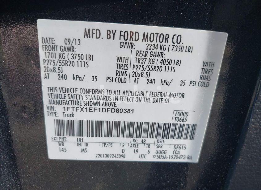 Photo 9 of 2013 Ford F-150 XLT (VIN 1FTFX1EF1DFD80381)