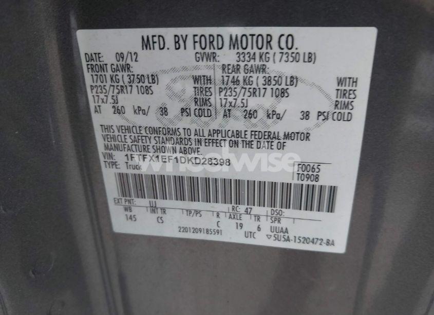 Photo 9 of 2013 Ford F-150 XL (VIN 1FTFX1EF1DKD28398)