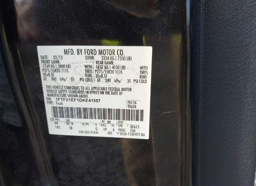 Photo 9 of 2013 Ford F-150 FX4 (VIN 1FTFX1EF1DKE41557)