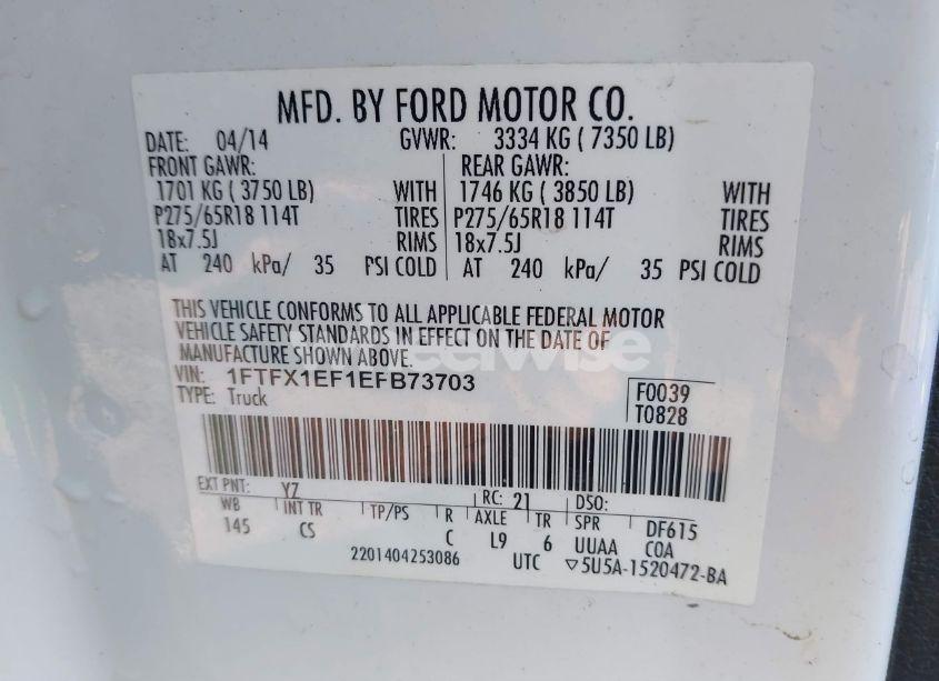 Photo 9 of 2014 Ford F-150 STX (VIN 1FTFX1EF1EFB73703)