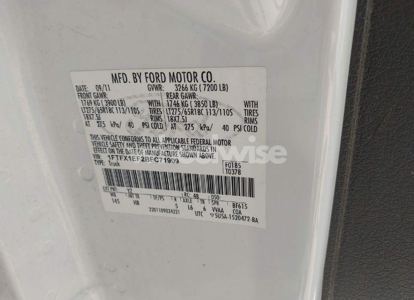 Photo 9 of 2011 Ford F-150 LARIAT (VIN 1FTFX1EF2BFC71909)