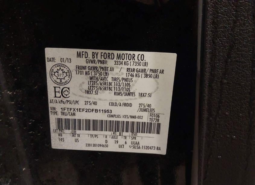 Photo 9 of 2013 Ford F-150 XLT (VIN 1FTFX1EF2DFB11953)