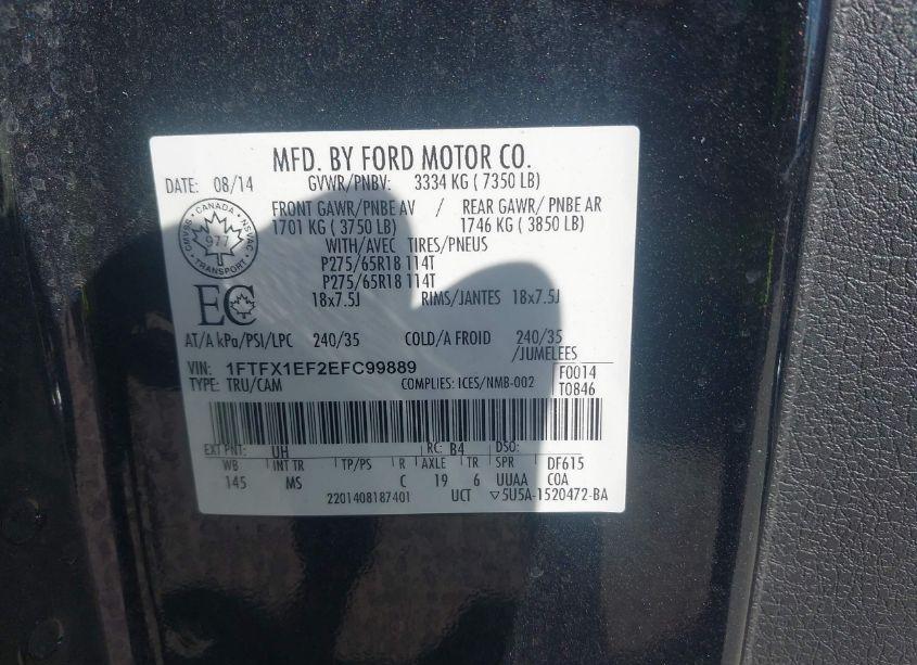 Photo 9 of 2014 Ford F-150 XLT (VIN 1FTFX1EF2EFC99889)