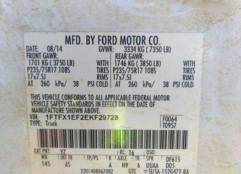 Photo 9 of 2014 Ford F-150 XL (VIN 1FTFX1EF2EKF29728)