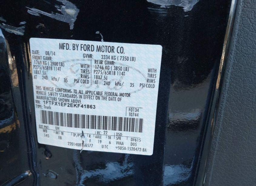 Photo 9 of 2014 Ford F-150 LARIAT (VIN 1FTFX1EF2EKF41863)