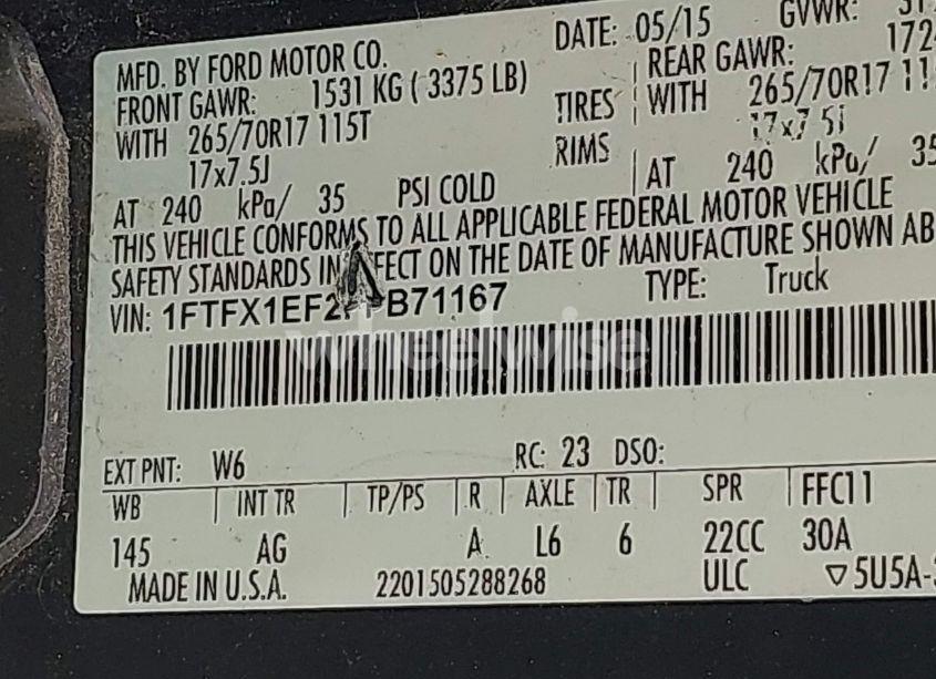 Photo 9 of 2015 Ford F-150 XL (VIN 1FTFX1EF2FFB71167)