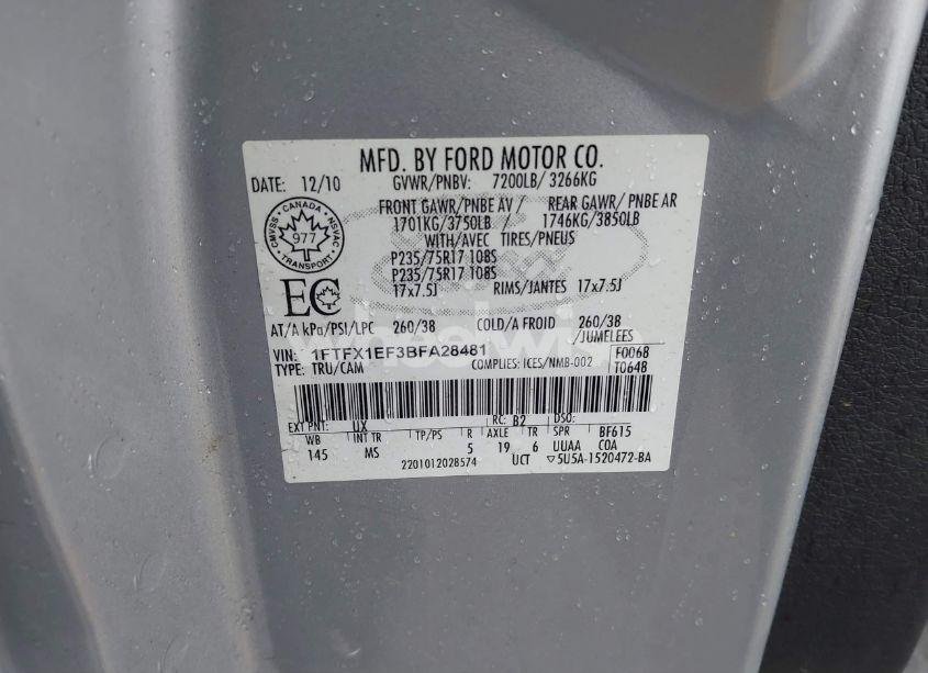 Photo 9 of 2011 Ford F-150 XLT (VIN 1FTFX1EF3BFA28481)