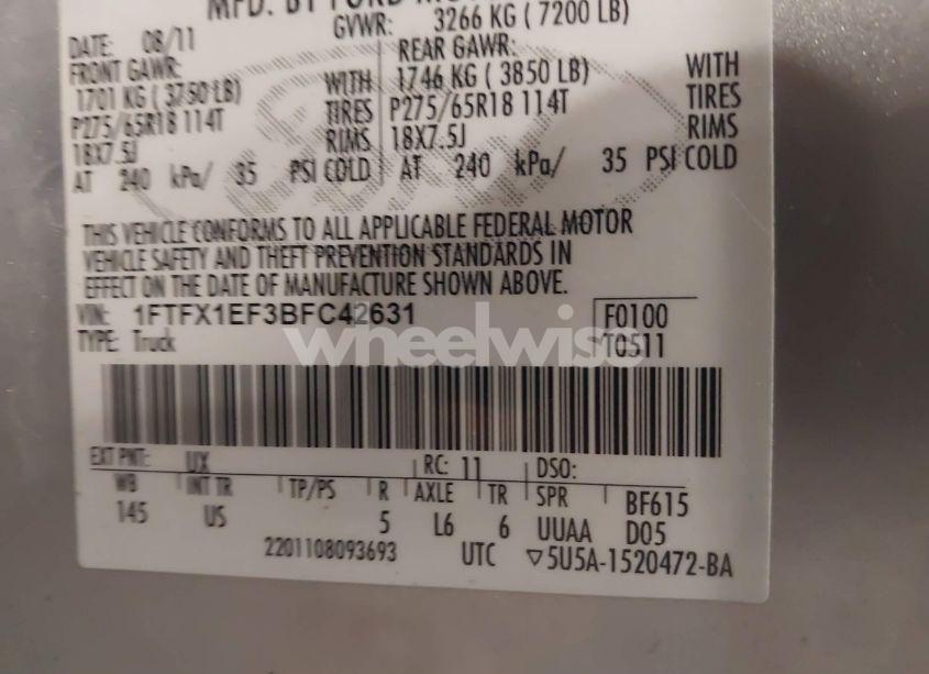 Photo 9 of 2011 Ford F-150 XLT (VIN 1FTFX1EF3BFC42631)