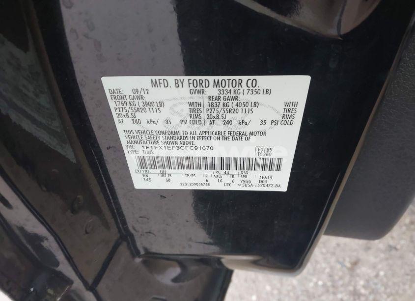 Photo 9 of 2012 Ford F-150 FX4 (VIN 1FTFX1EF3CFC91670)