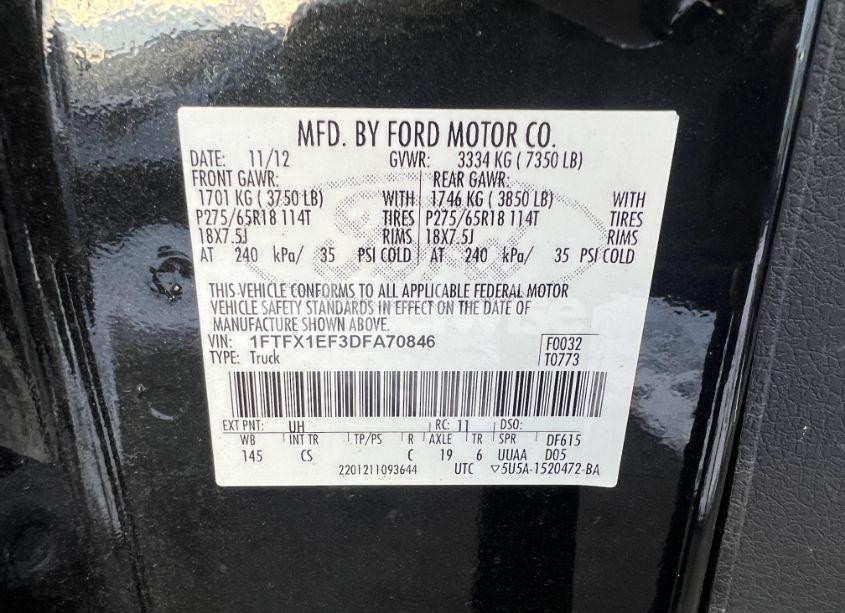 Photo 8 of 2013 Ford F-150 STX (VIN 1FTFX1EF3DFA70846)