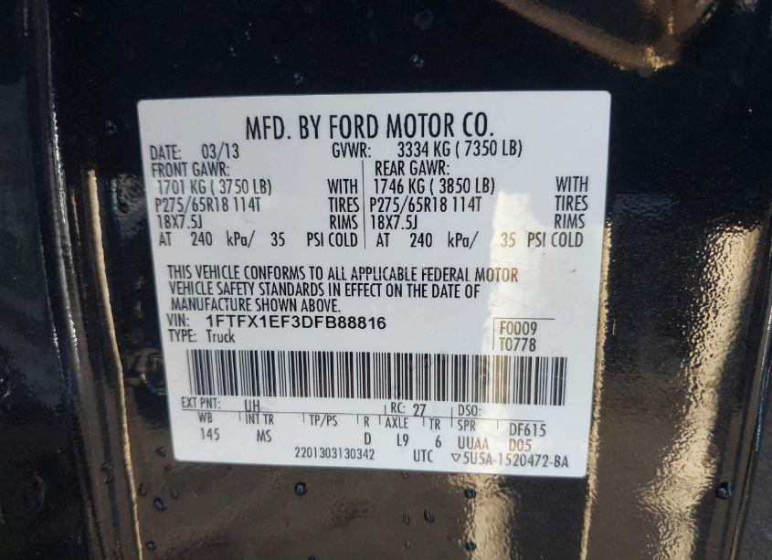 Photo 9 of 2013 Ford F-150 XLT (VIN 1FTFX1EF3DFB88816)