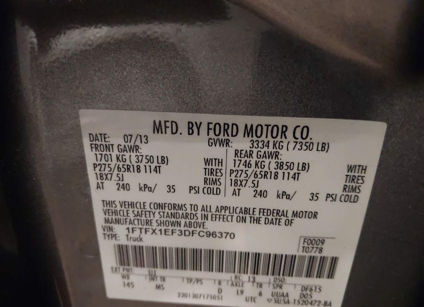 Photo 9 of 2013 Ford F-150 XLT (VIN 1FTFX1EF3DFC96370)