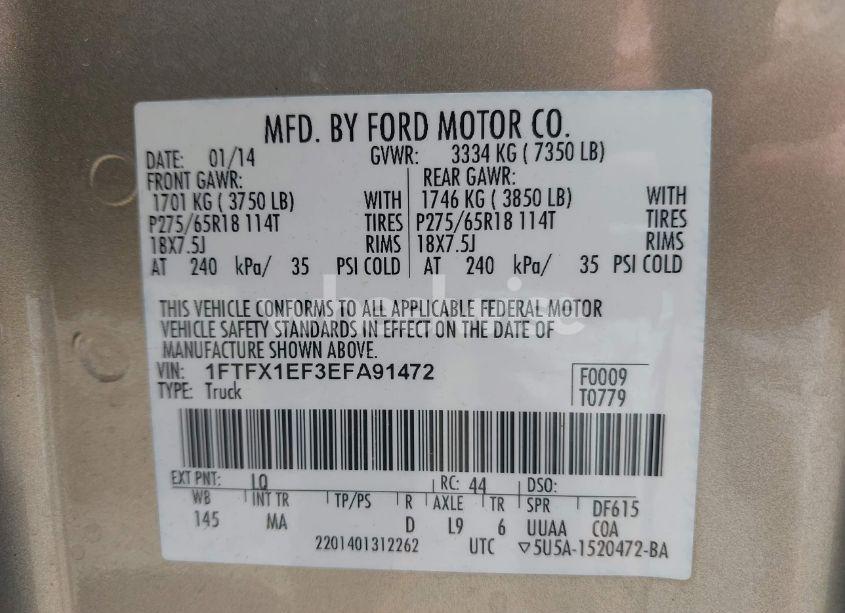 Photo 9 of 2014 Ford F-150 XLT (VIN 1FTFX1EF3EFA91472)