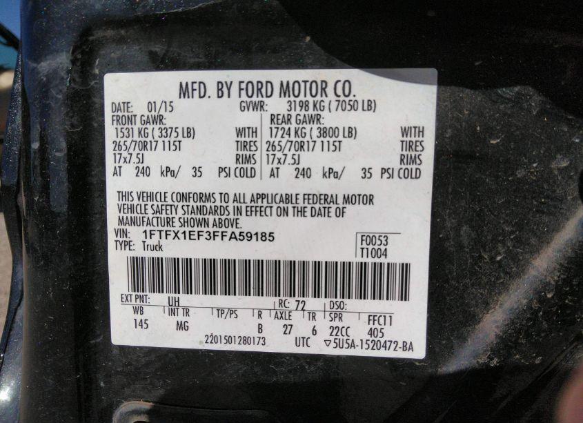 Photo 9 of 2015 Ford F-150 XLT (VIN 1FTFX1EF3FFA59185)