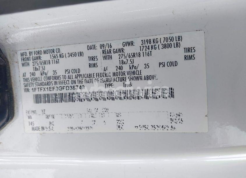 Photo 9 of 2016 Ford F-150 XLT (VIN 1FTFX1EF3GFD38749)