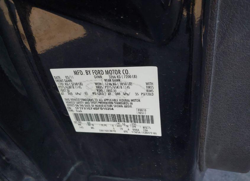 Photo 9 of 2011 Ford F-150 XLT (VIN 1FTFX1EF4BFB10204)