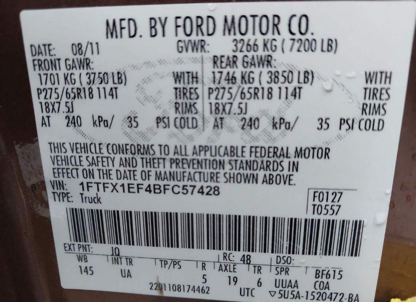 Photo 9 of 2011 Ford F-150 XLT (VIN 1FTFX1EF4BFC57428)