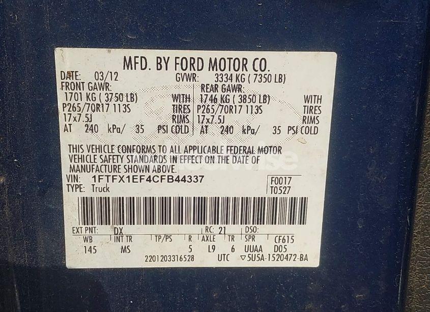 Photo 9 of 2012 Ford F-150 XLT (VIN 1FTFX1EF4CFB44337)