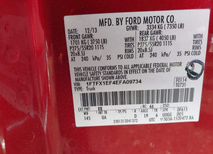 Photo 9 of 2014 Ford F-150 XLT (VIN 1FTFX1EF4EFA09734)