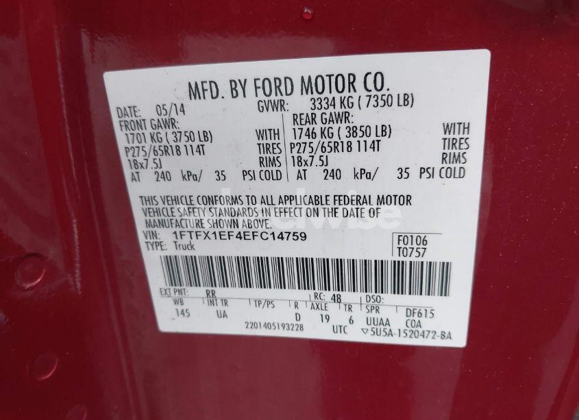 Photo 9 of 2014 Ford F-150 XLT (VIN 1FTFX1EF4EFC14759)