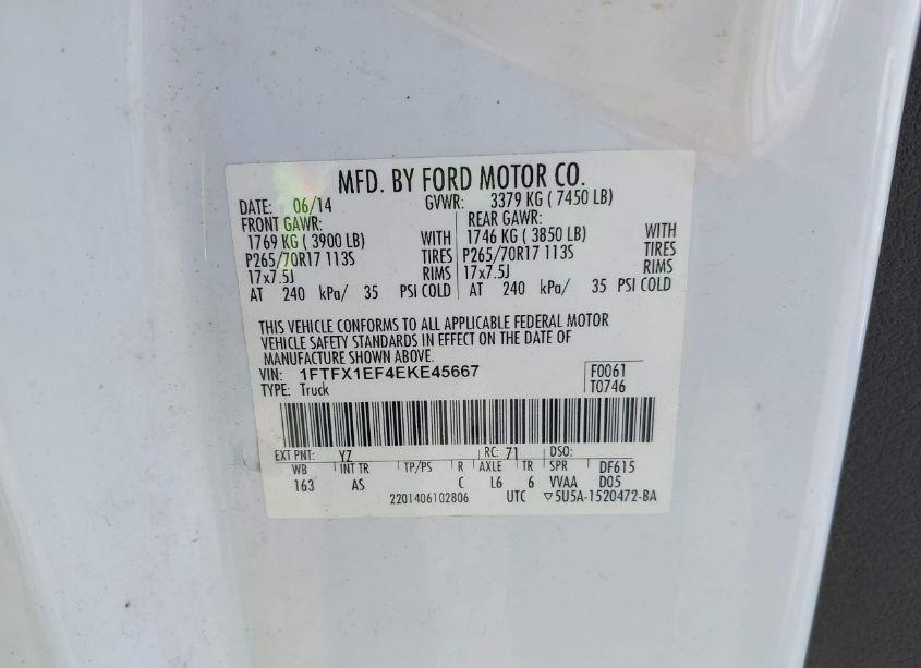 Photo 9 of 2014 Ford F-150 XL (VIN 1FTFX1EF4EKE45667)