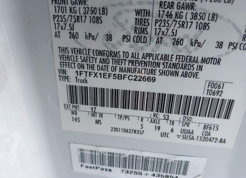 Photo 9 of 2011 Ford F-150 XLT (VIN 1FTFX1EF5BFC22669)