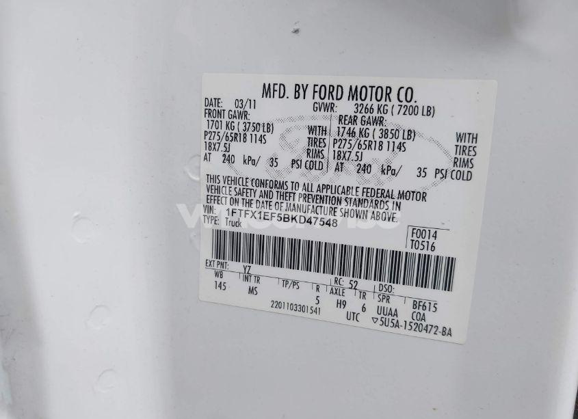 Photo 9 of 2011 Ford F-150 XLT (VIN 1FTFX1EF5BKD47548)