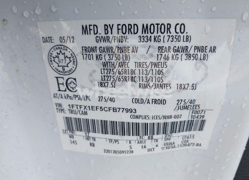 Photo 9 of 2012 Ford F-150 FX4 (VIN 1FTFX1EF5CFB77993)