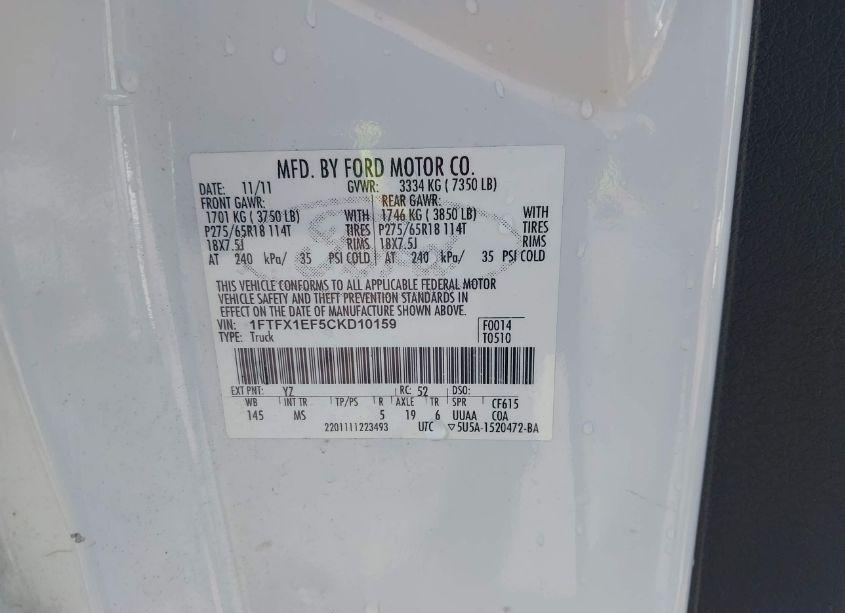 Photo 9 of 2012 Ford F-150 XLT (VIN 1FTFX1EF5CKD10159)