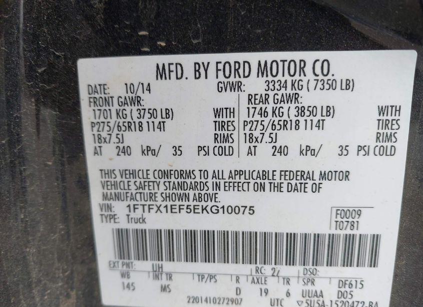 Photo 9 of 2014 Ford F-150 XLT (VIN 1FTFX1EF5EKG10075)