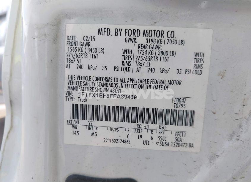 Photo 9 of 2015 Ford F-150 XLT (VIN 1FTFX1EF5FFA39469)