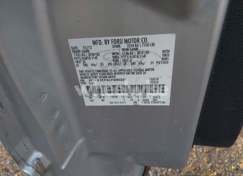 Photo 9 of 2012 Ford F-150 XLT (VIN 1FTFX1EF6CFB90221)