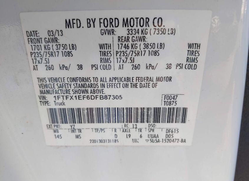 Photo 9 of 2013 Ford F-150 XLT (VIN 1FTFX1EF6DFB87305)