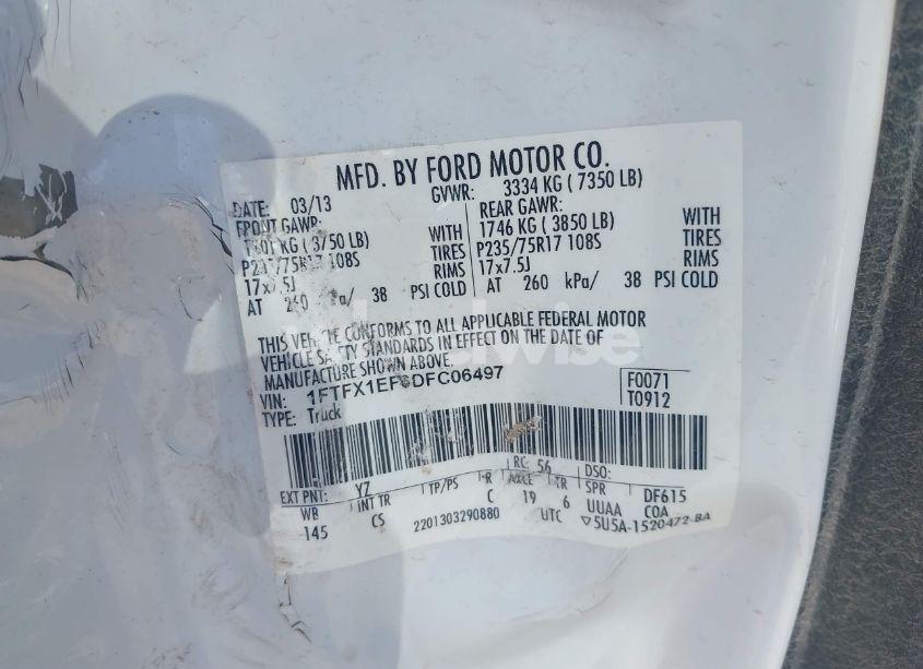 Photo 9 of 2013 Ford F-150 XL (VIN 1FTFX1EF6DFC06497)