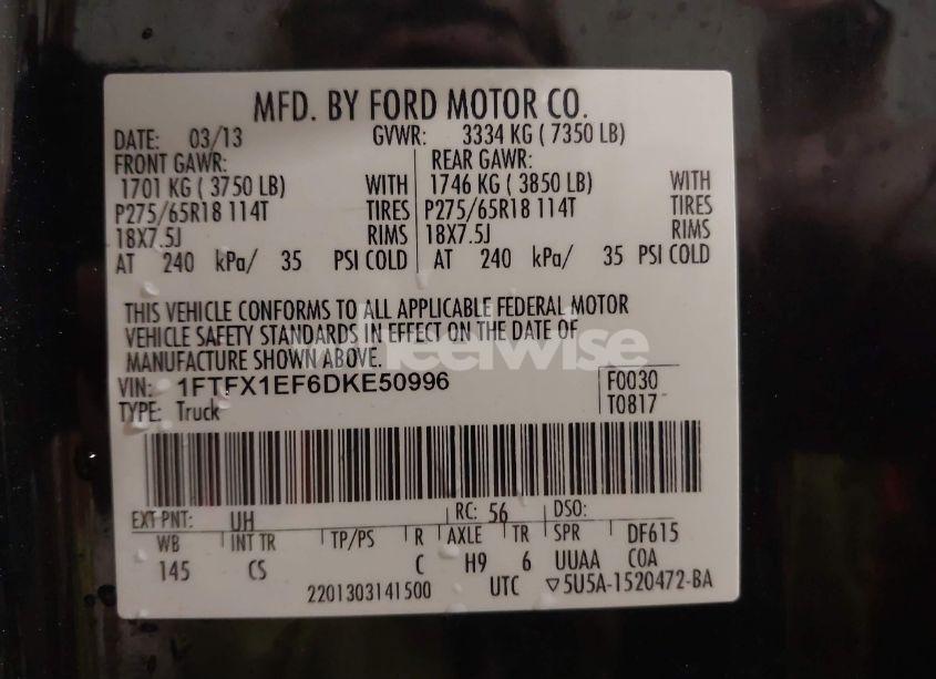 Photo 9 of 2013 Ford F-150 STX (VIN 1FTFX1EF6DKE50996)