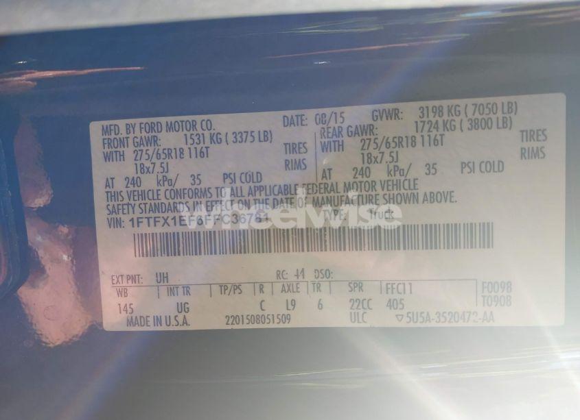 Photo 9 of 2015 Ford F-150 XLT (VIN 1FTFX1EF6FFC36781)