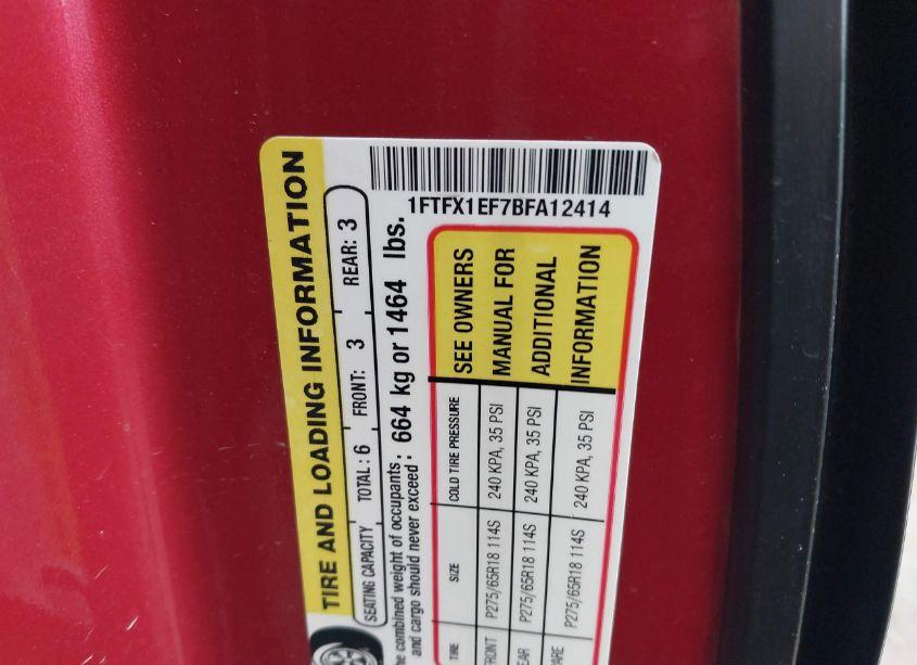 Photo 9 of 2011 Ford F-150 XLT (VIN 1FTFX1EF7BFA12414)