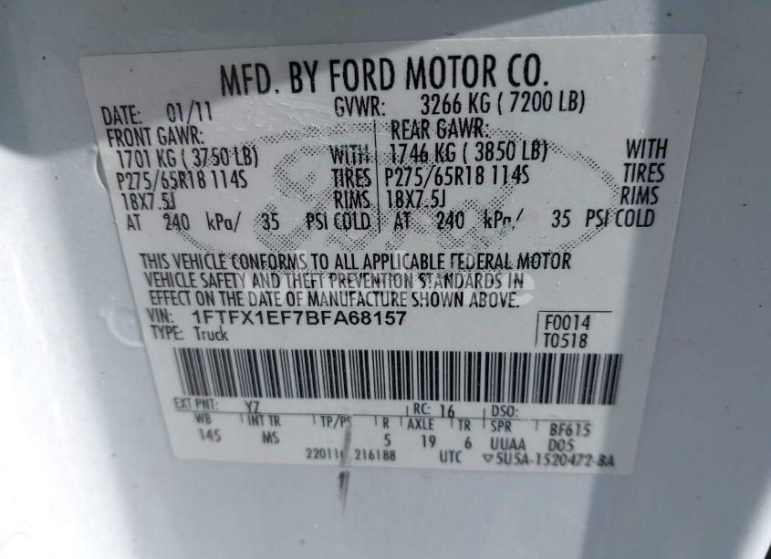 Photo 9 of 2011 Ford F-150 XLT (VIN 1FTFX1EF7BFA68157)