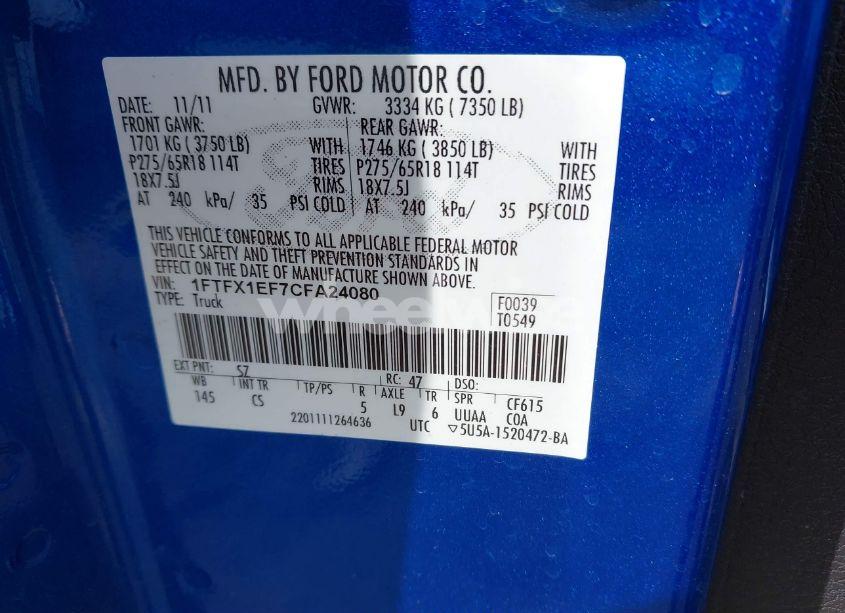 Photo 9 of 2012 Ford F-150 STX (VIN 1FTFX1EF7CFA24080)