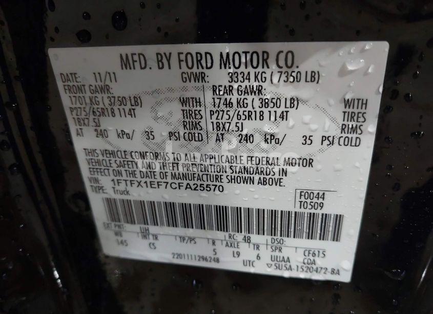 Photo 9 of 2012 Ford F-150 STX (VIN 1FTFX1EF7CFA25570)