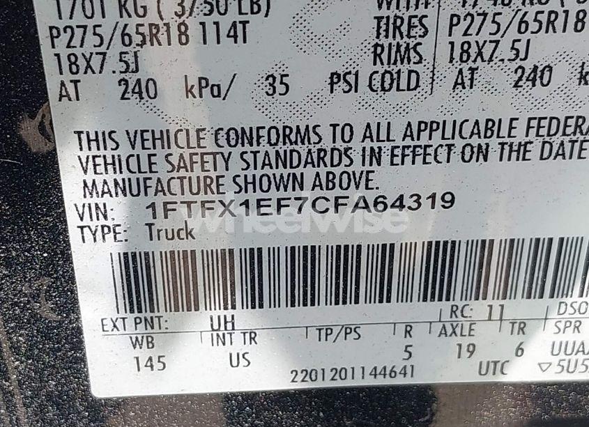 Photo 9 of 2012 Ford F-150 XLT (VIN 1FTFX1EF7CFA64319)