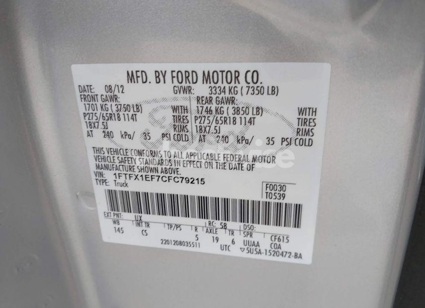 Photo 9 of 2012 Ford F-150 STX (VIN 1FTFX1EF7CFC79215)