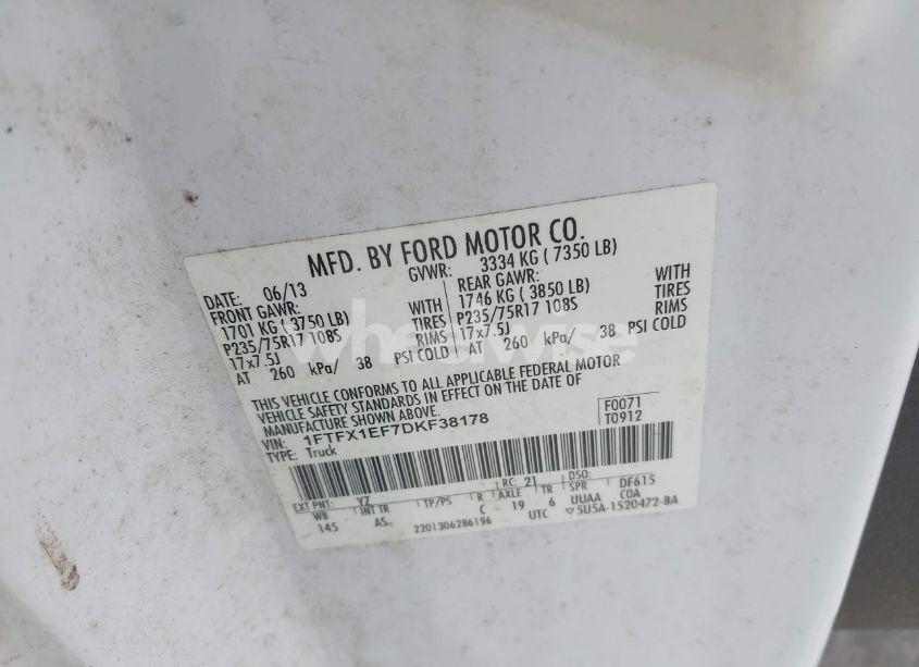 Photo 9 of 2013 Ford F-150 XL (VIN 1FTFX1EF7DKF38178)