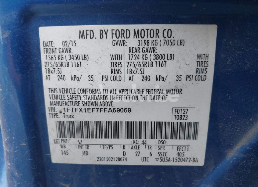 Photo 9 of 2015 Ford F-150 LARIAT (VIN 1FTFX1EF7FFA69069)