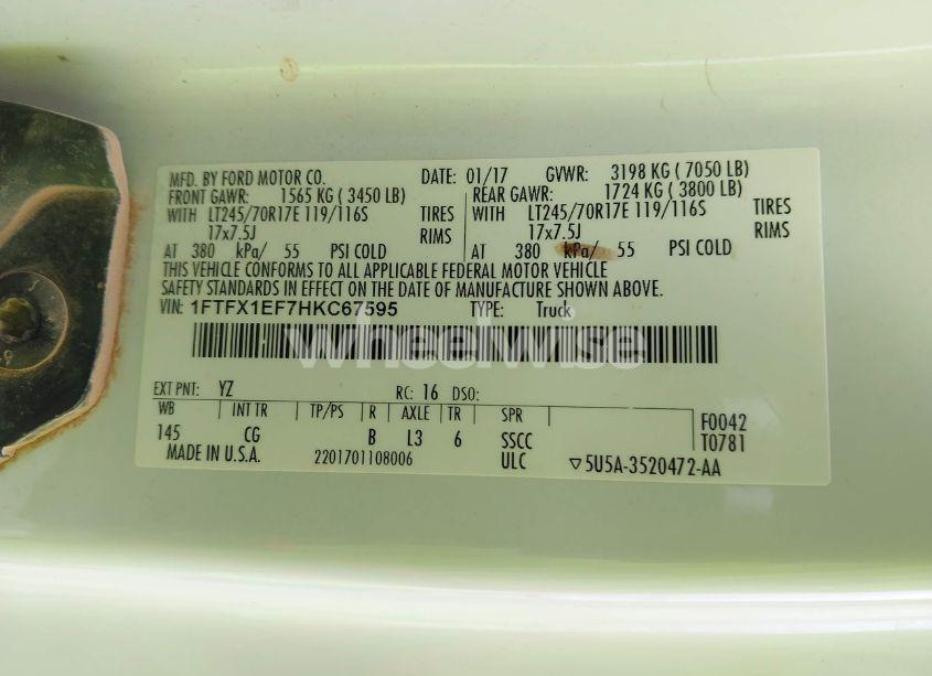 Photo 9 of 2017 Ford F-150 XL (VIN 1FTFX1EF7HKC67595)