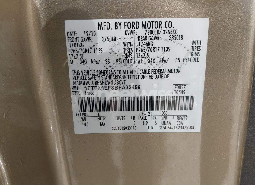 Photo 9 of 2011 Ford F-150 XLT (VIN 1FTFX1EF8BFA32459)